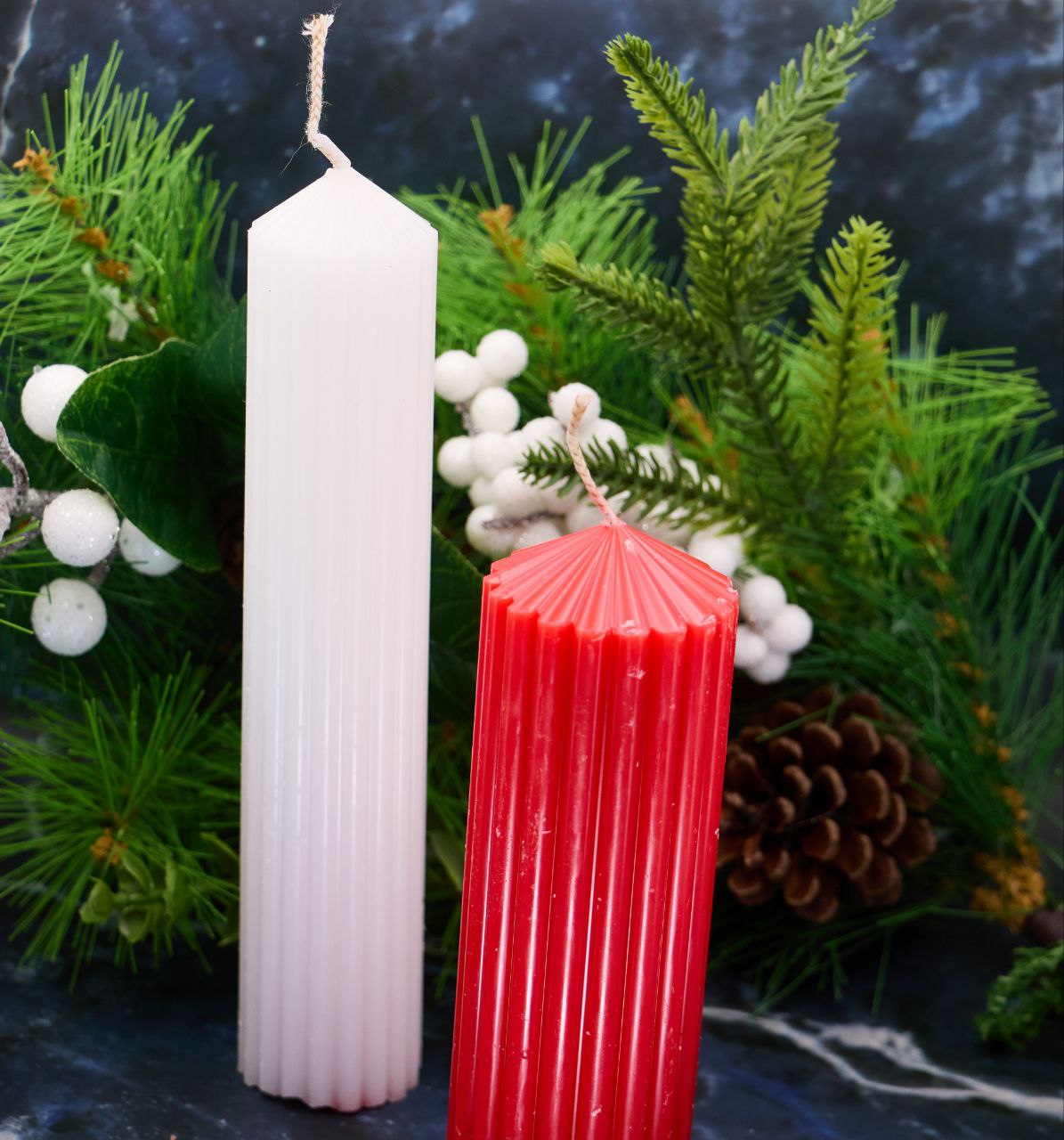 Ribbed Pillar Candle