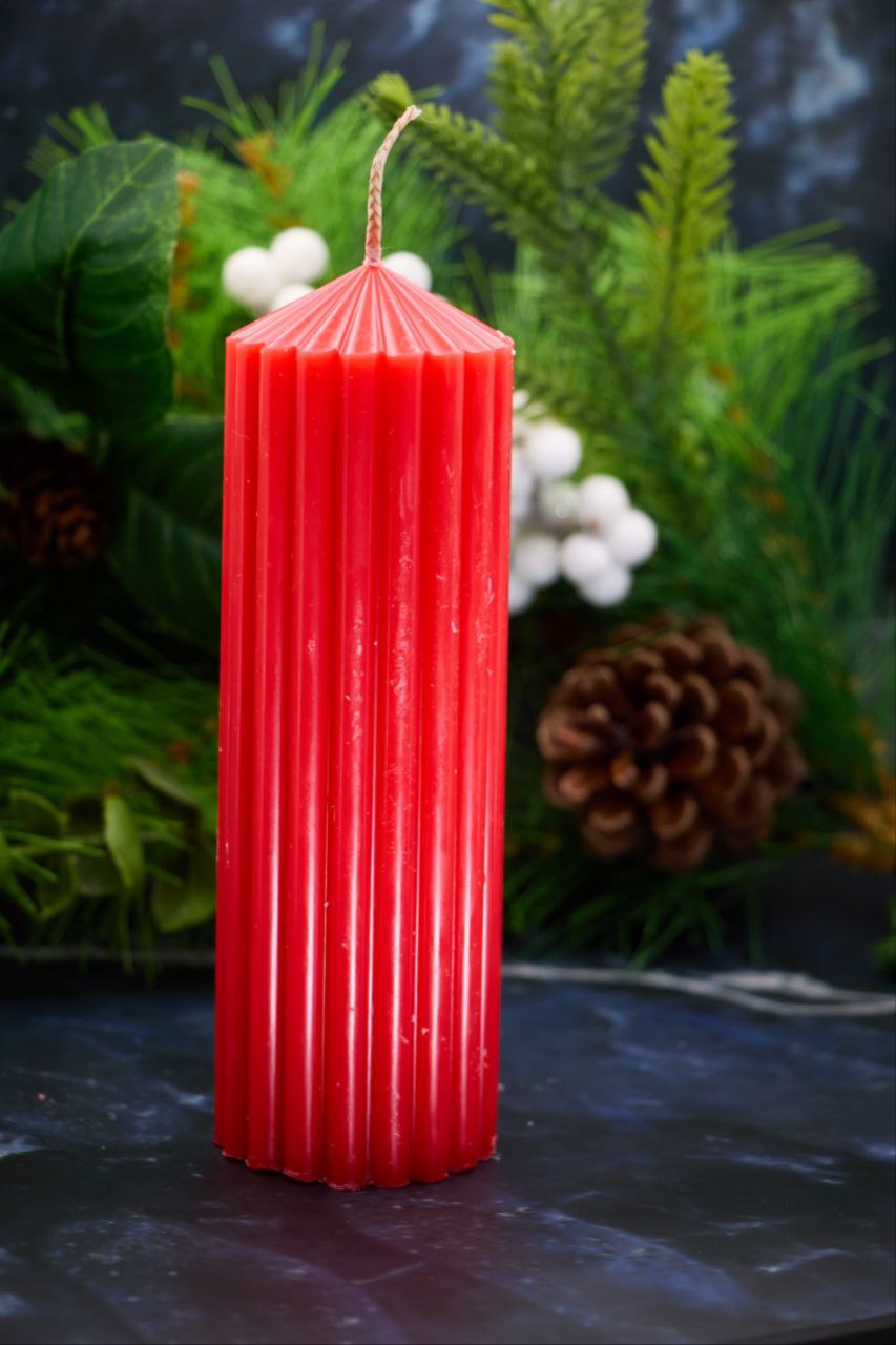 Ribbed Pillar Candle